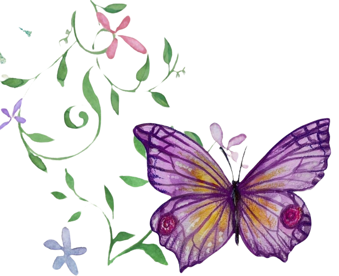 Purple butterfly and some floral vines